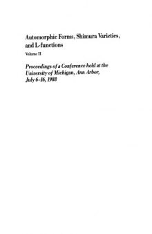 Automorphic Forms, Shimura Varieties and L-Functions: Proceedings of a Conference Held at the University of Michigan, Ann Arbor, July 6-16, 1988 (Pe