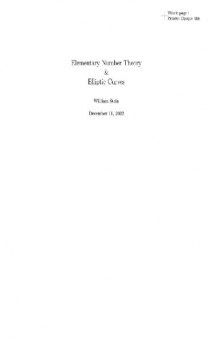 Elementary number theory and elliptic curves (web draft, Dec. 2002)