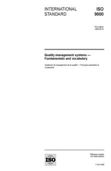 ISO 9000:2005 Quality management systems - Fundamentals and vocabulary 