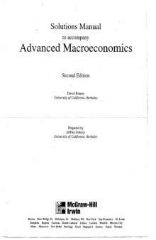Solutions manual to accompany Advanced Macroeconomics