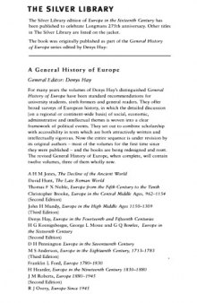 Europe in the Sixteenth Century (A General History of Europe)  