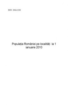 Populaţia României pe localităţi la 1 ianuarie 2010