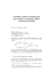 A stability result for mountain pass type solutions of semilinear elliptic variational inequalities