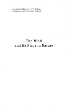 The Mind and Its Place in Nature