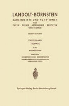 Landolt-Börnstein: Technik, 4. Teil, Bandteil a, Wärmetechnische Messverfahren, Thermodynamische Eigenschaften homogener Stoffe, Teil 2