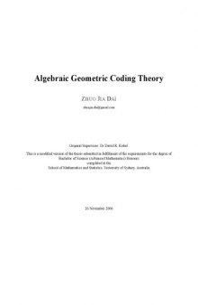 Algebraic Geometric Coding Theory [BA thesis]