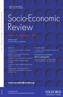 Socio-Economic Review. Special Issue on Commonalities of Capitalism. January 2011