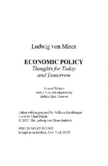 Economic policy, thoughts for today and tomorrow