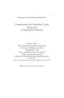 Computational and Algorithmic Linear Algebra and n-Dimensional Geometry