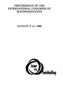 Proceedings of the International Congress of Mathematicians, Berkeley 1986.