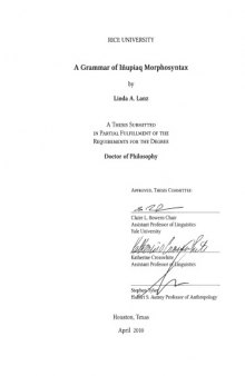 [Dissertation] A Grammar of Iñupiaq Morphosyntax