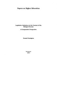 Legislative Initiatives in the Context of the  Bologna Process:  A Comparative Perspective