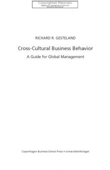 Cross-Cultural Business Behavior : A Guide for Global Management
