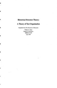 Rhetorical structure theory: A theory of text organization (ISI reprint series. University of Southern California. Information Sciences Institute)