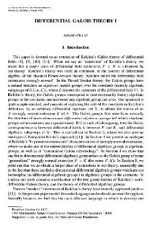 Differential Galois theory 1