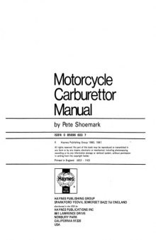 Motorcycle carburettor manual