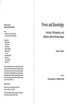 Power and Knowledge: Astrology, Physiognomics, and Medicine in the Roman Empire