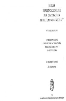 Paulys Realencyclopadie der classischen Altertumswissenschaft: neue Bearbeitung, Bd.1 : Aba - Demokratia: Supplementbd I