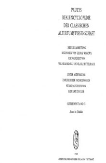 Paulys Realencyclopädie der classischen Altertumswissenschaft: neue Bearbeitung, Bd.10 : Accaus - Uttiedius: Supplementband X