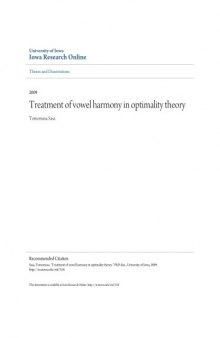 Treatment of vowel harmony in optimality theory 