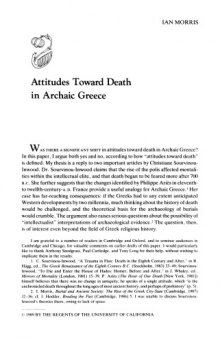 Attitudes Toward Death in Archaic Greece