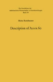 Handbook for Automatic Computation: Volume I · Part a Description of ALGOL 60