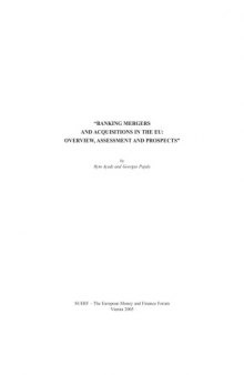 Banking Mergers and Acquisitions in the EU: Overview Assessment and Prospects