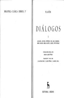 Dialogos I - Platon (Biblioteca clasica Gredos) (Spanish Edition)