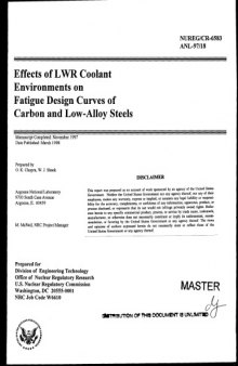 Effects of LWR Coolant Environments on Fatigue Curves of Steels
