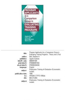 Program Applicants As a Comparison Group in Evaluating Training Programs: Theory and a Test