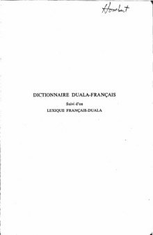 Dictionnaire duala-français, suivi d'un lexique français-duala 