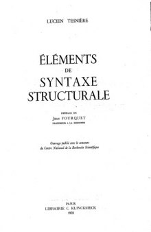 Elements de syntaxe structurale