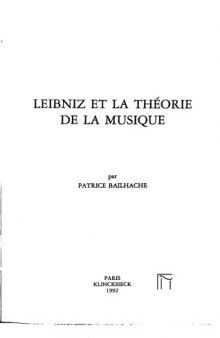 Leibniz et la théorie de la musique 
