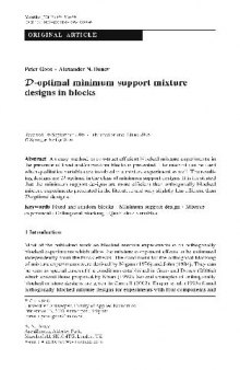 D-optimal minimum support mixture designs in blocks