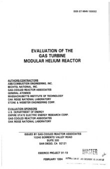 Evaluation of Gas-Turbine Modular Helium Reactor