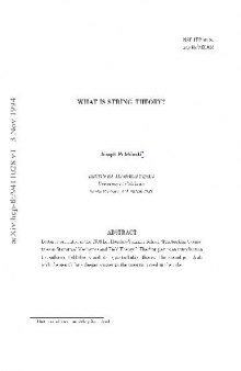 What is string theory (hep-th 9411028)