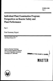 Indiv. Plant Exam Pgm - Perspectives on Plant Safety, Performance Vol 1