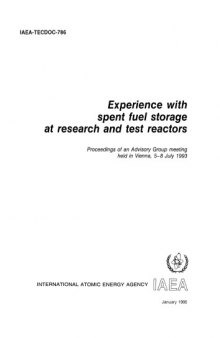 Experience w Spent Fuel Storage at Research, Test Reactors (IAEA TECDOC-786)