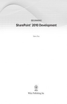 Beginning SharePoint 2010 development Beginnning Share Point 2010 development