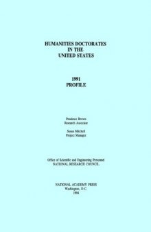 Humanities doctorates in the United States: 1991 Profile