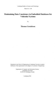 Maintaining data consistency in embedded databases for vehicular systems