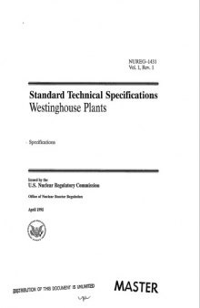 Std Tech Specs - Westinghouse Plants Vol 1