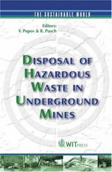 Disposal of Hazardous Waste in Underground Mines (Sustainable World) 