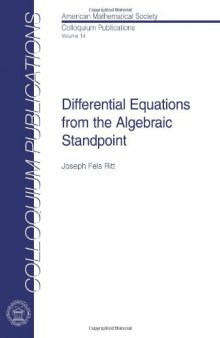 Differential Equations from the Algebraic Standpoint