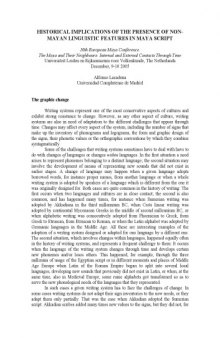 [Article] HISTORICAL IMPLICATIONS OF THE PRESENCE OF NON-MAYAN LINGUISTIC FEATURES IN MAYA SCRIPT