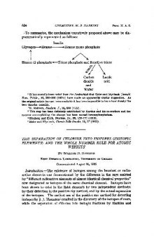 The Separation of Chlorine into Isotopes (Isotopic Elements) and the Whole Number Rule for Atomic Weights