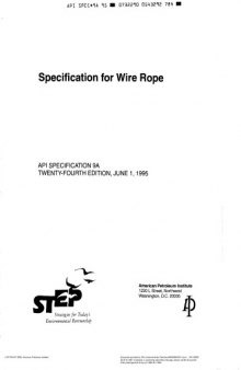 API SPEC 9A-SPECIFICATION FOR WIRE ROPES