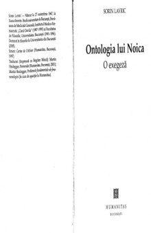 Ontologia lui Noica. O exegeza