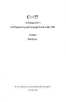 C++?? A Critique of C++ and Programming and Language Trends of the 1990