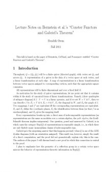 Lecture Notes on Bernstein et al.’s "Coxeter Functors and Gabriel’s Theorem"